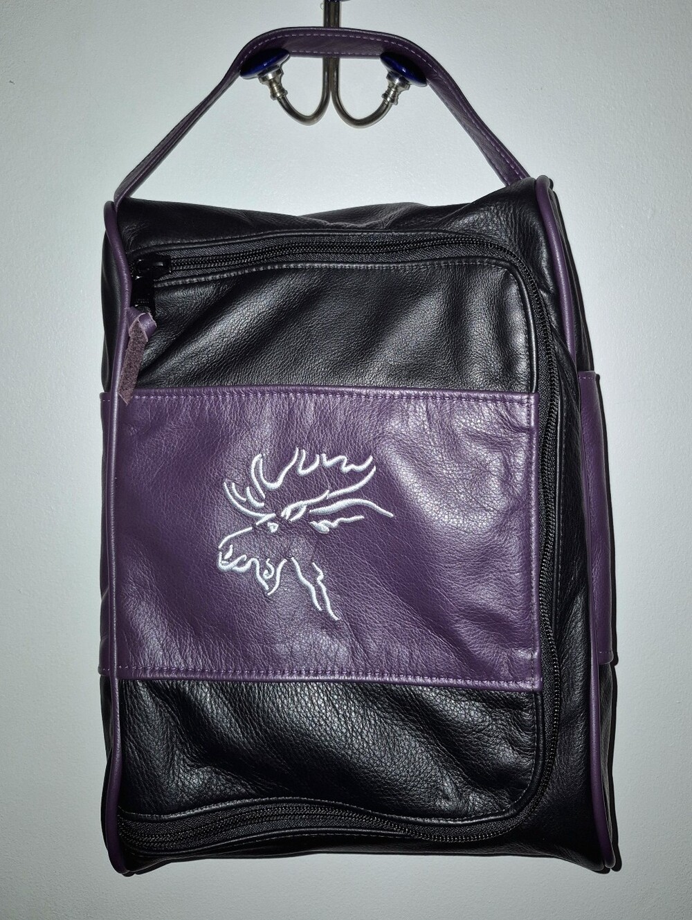 🔥New! Links & Kings Moose Head Embroidery Full Grain Leather Golf Travel Bag